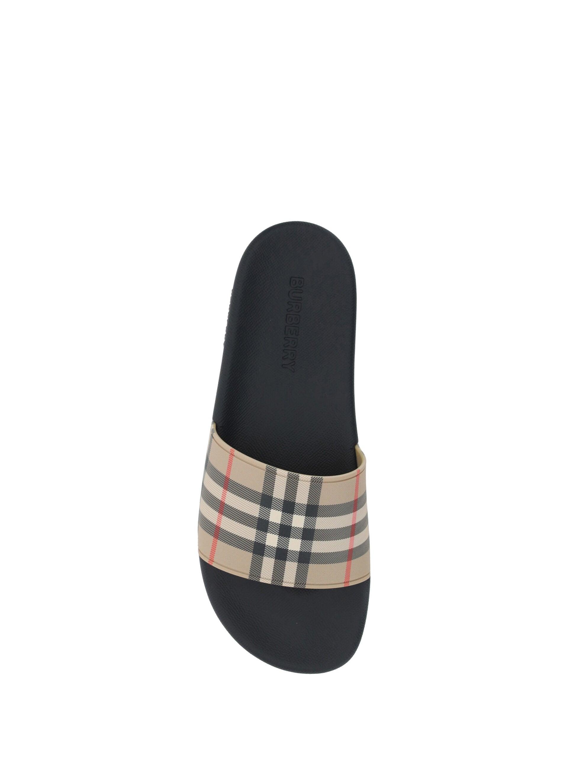 Burberry Brown Rubber Slides Sandalers-Modeoutlet