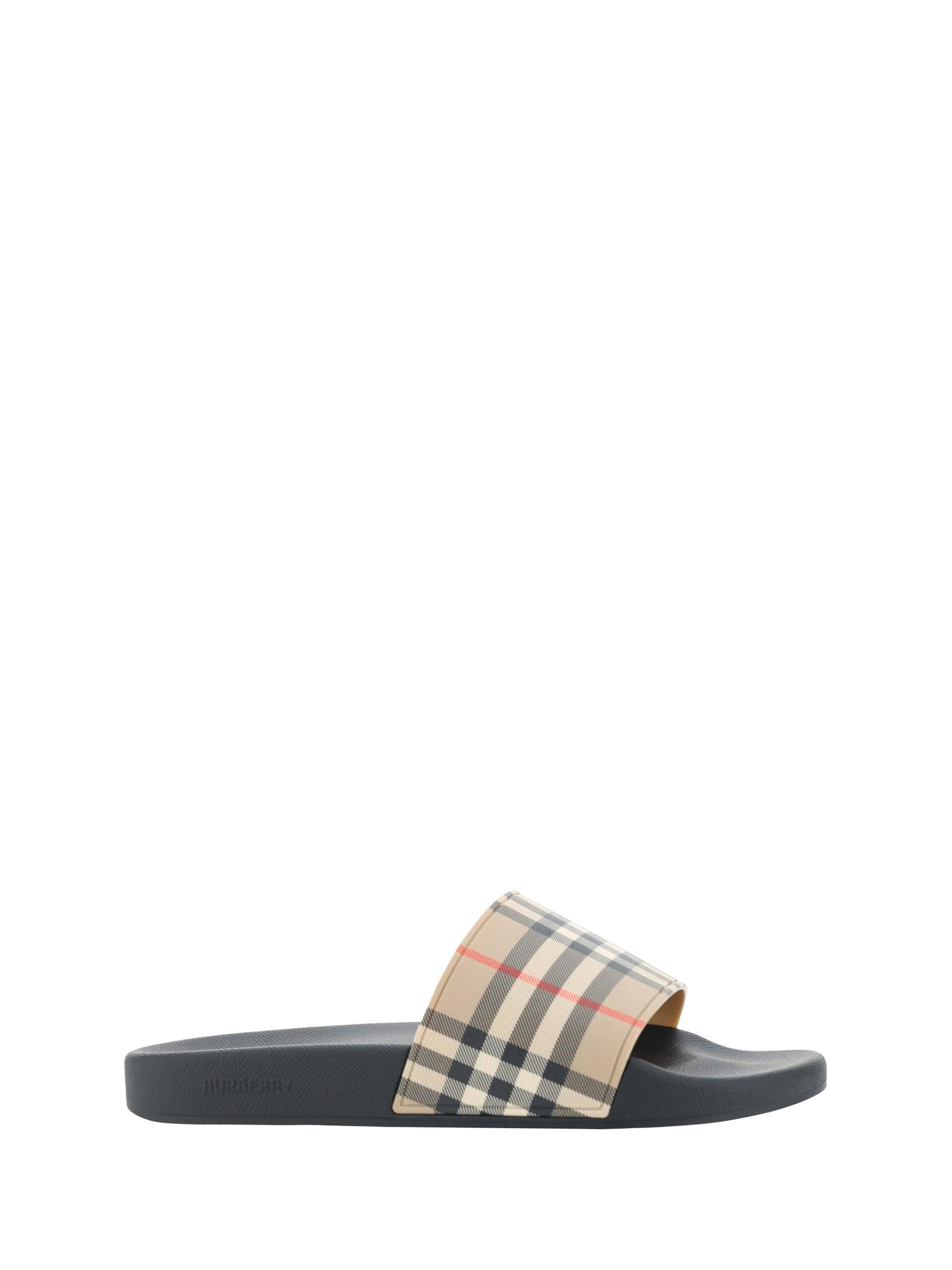 Burberry Brown Rubber Slides Sandalers-Modeoutlet