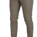 Dolce & Gabbana Beige Bomuld Slim Bukser & Jeans-Modeoutlet