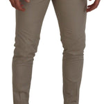 Dolce & Gabbana Beige Bomuld Slim Bukser & Jeans-Modeoutlet