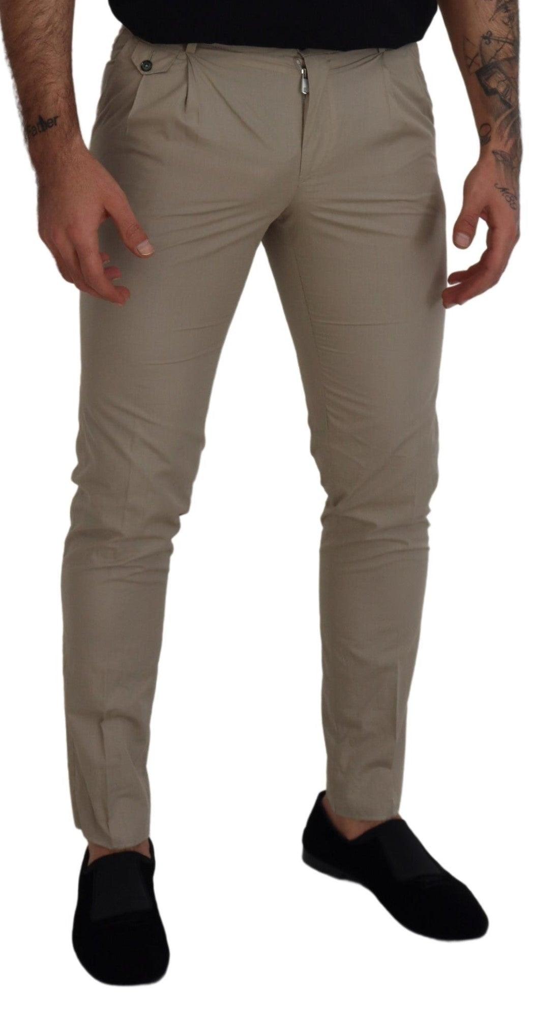 Dolce & Gabbana Beige Bomuld Slim Bukser & Jeans-Modeoutlet