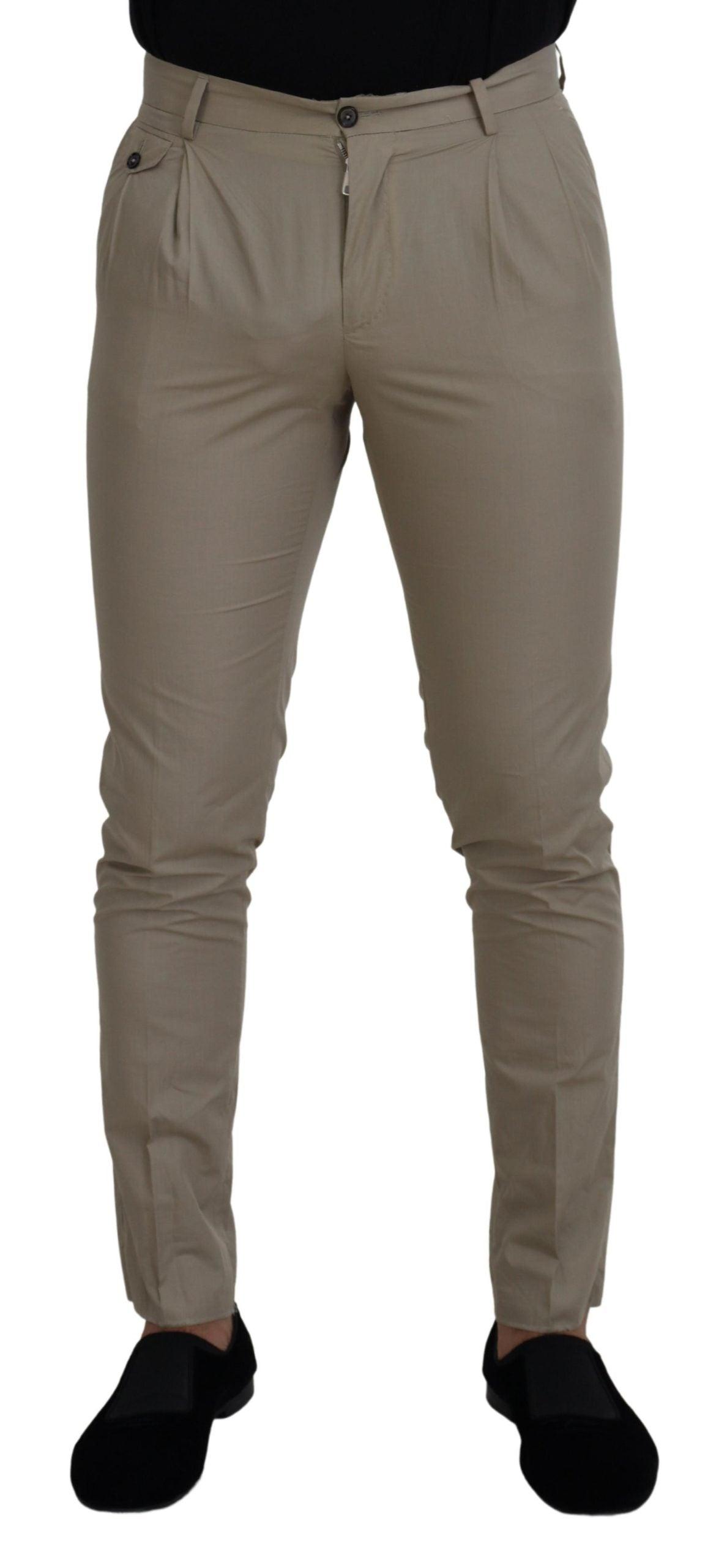 Dolce & Gabbana Beige Bomuld Slim Bukser & Jeans-Modeoutlet