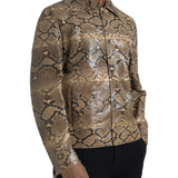 Dolce & Gabbana Beige Exotic Leather Biker Blouson Jacket-Modeoutlet