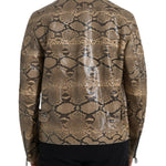 Dolce & Gabbana Beige Exotic Leather Biker Blouson Jacket-Modeoutlet