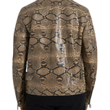 Dolce & Gabbana Beige Exotic Leather Biker Blouson Jacket-Modeoutlet