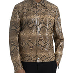 Dolce & Gabbana Beige Exotic Leather Biker Blouson Jacket-Modeoutlet