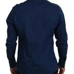 Dolce & Gabbana Blå Denim Bomuld Slim Fit GOLD Shirt-Modeoutlet