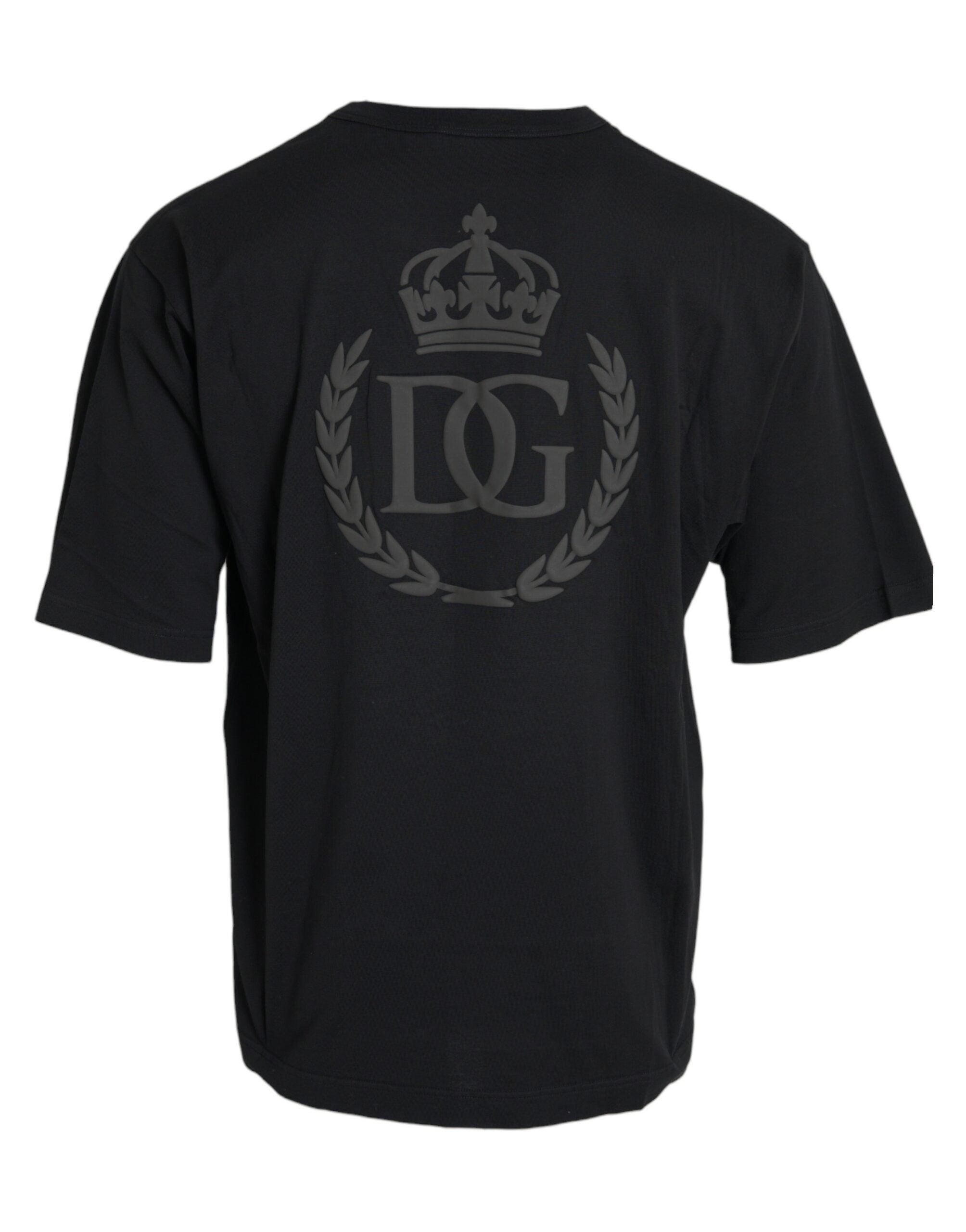 Dolce & Gabbana Black Logo Embossed Crew Neck Short Sleeves T-shirt-Modeoutlet