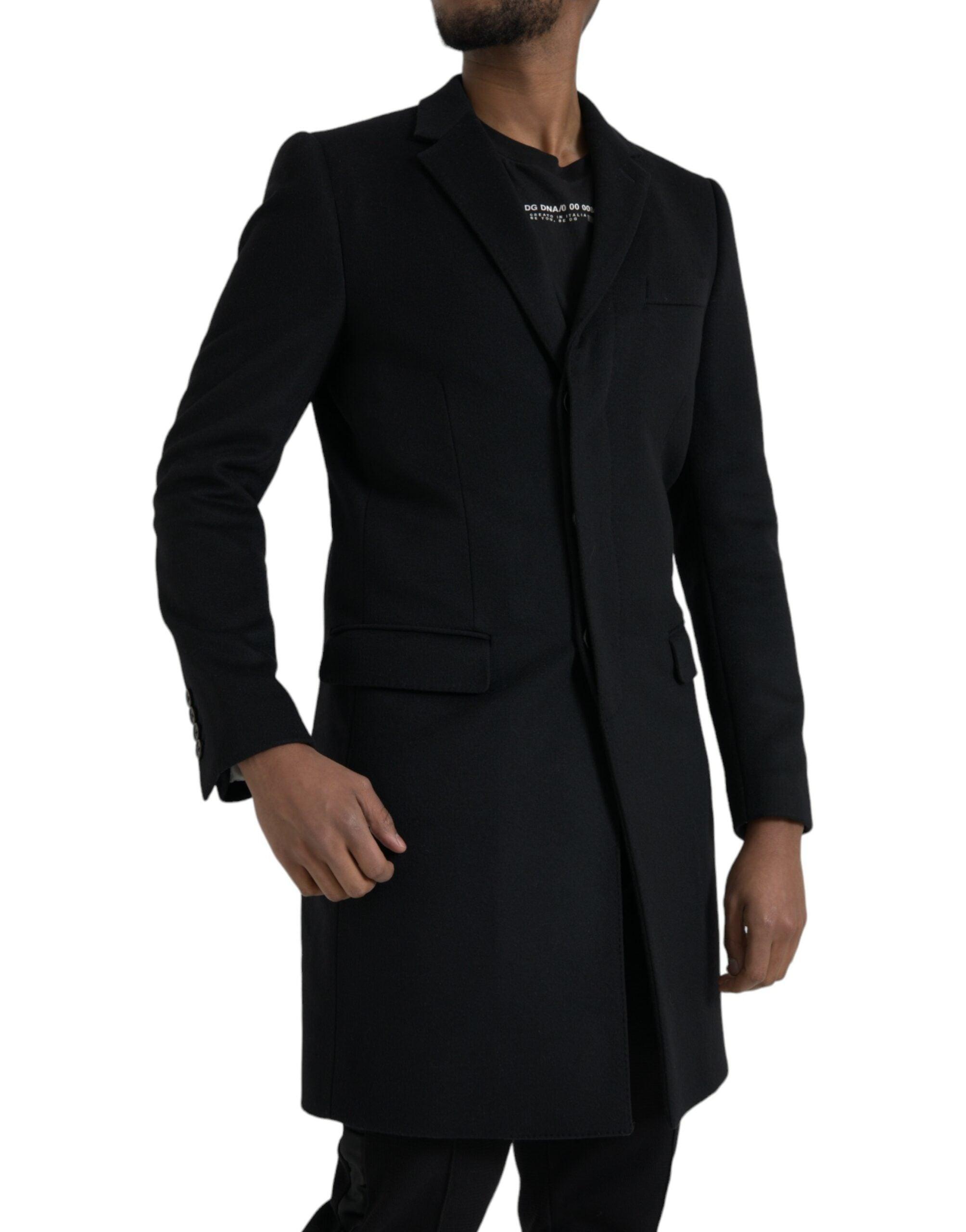 Dolce & Gabbana Black Single Breasted Trench Coat Jacket-Modeoutlet