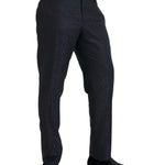 Dolce & Gabbana Blue Brocade Wool Skinny Herre Dress Pants-Modeoutlet