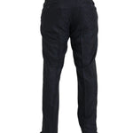 Dolce & Gabbana Blue Brocade Wool Skinny Herre Dress Pants-Modeoutlet