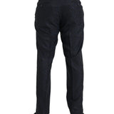 Dolce & Gabbana Blue Brocade Wool Skinny Herre Dress Pants-Modeoutlet