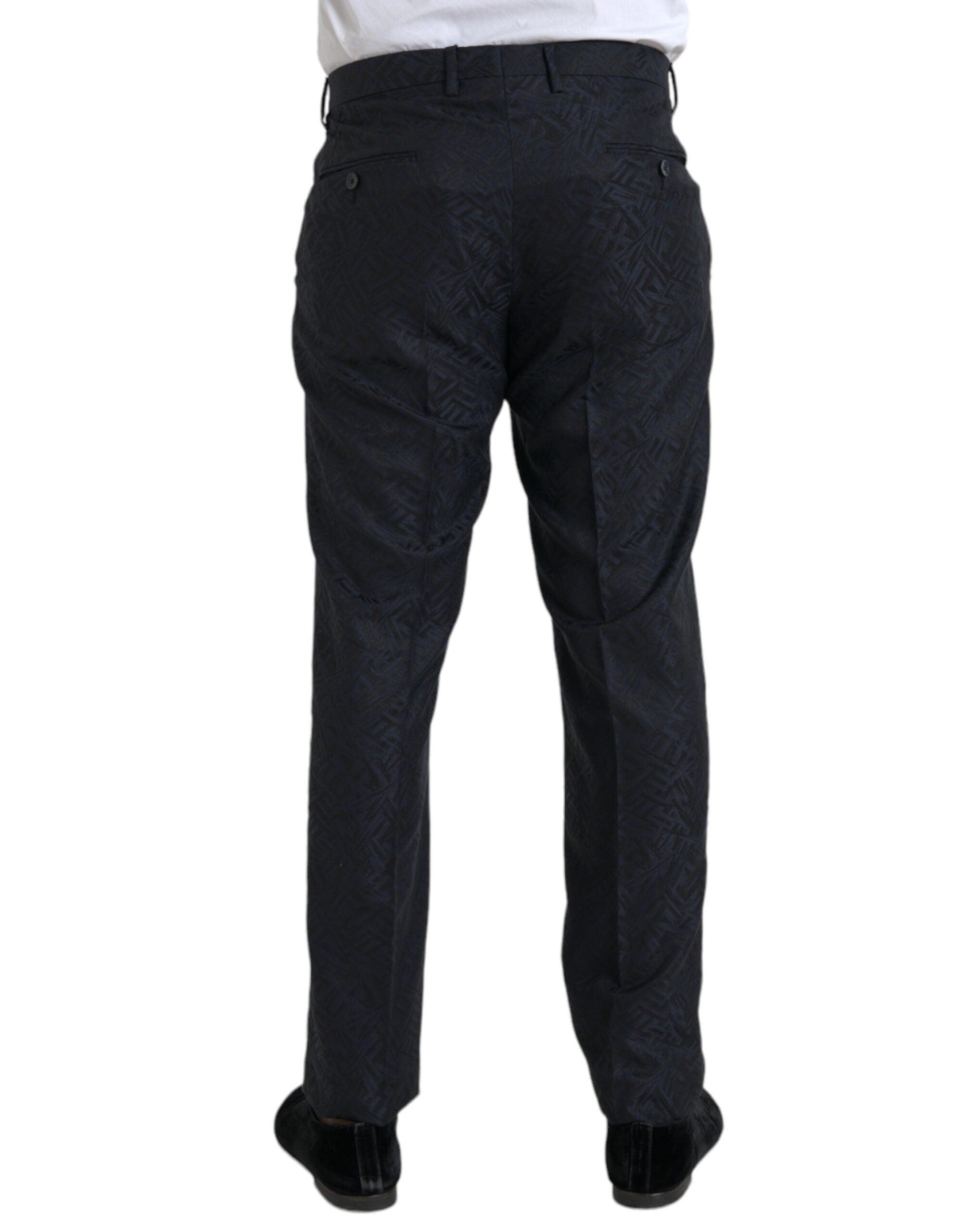 Dolce & Gabbana Blue Brocade Wool Skinny Herre Dress Pants-Modeoutlet