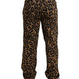 Dolce & Gabbana Brown Leopard Print Polyester Jogger Pants-Modeoutlet