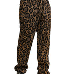 Dolce & Gabbana Brown Leopard Print Polyester Jogger Pants-Modeoutlet