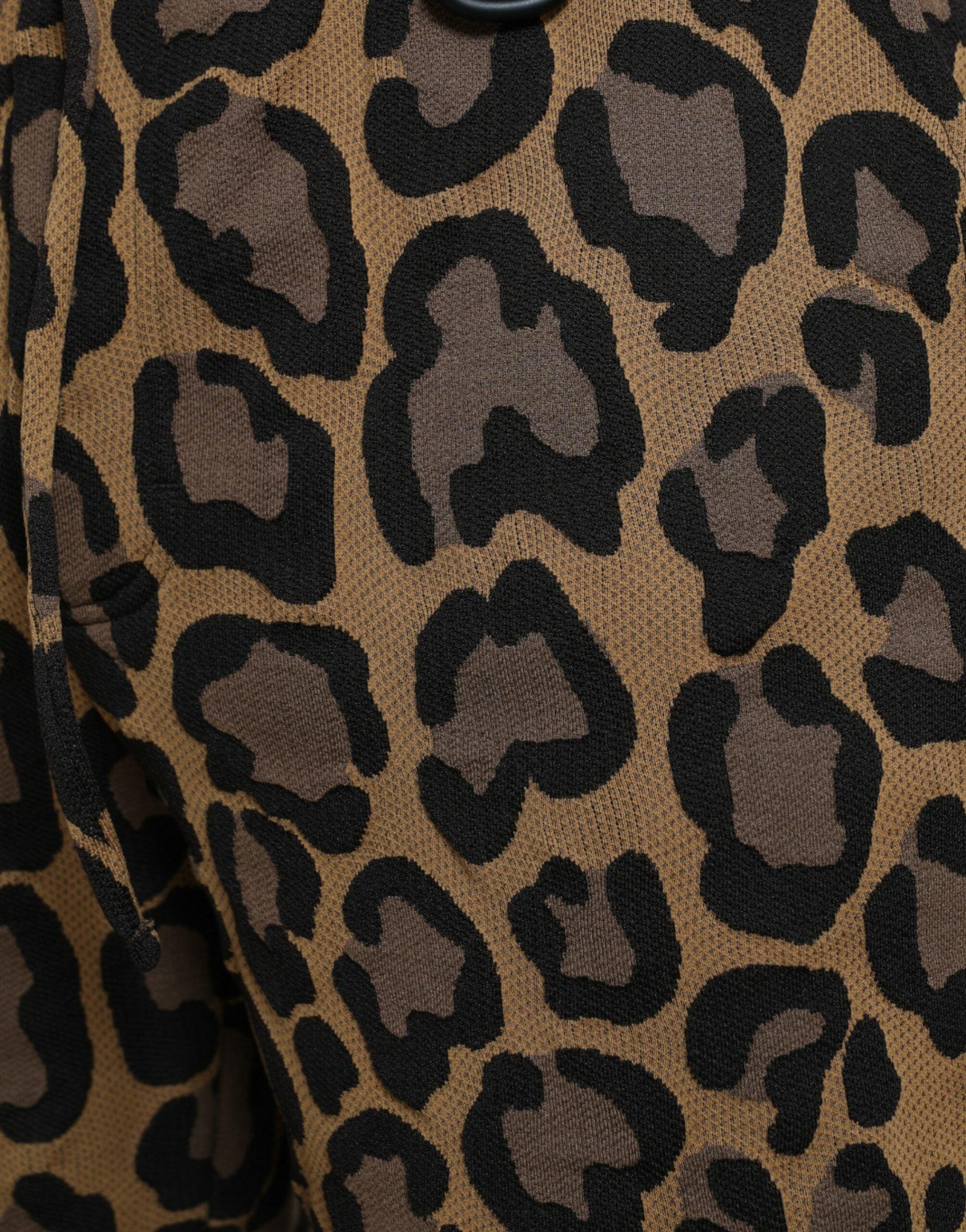 Dolce & Gabbana Brown Leopard Print Polyester Jogger Pants-Modeoutlet