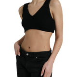 Dolce & Gabbana Elegant Black Cashmere Bustier Crop Top-Modeoutlet