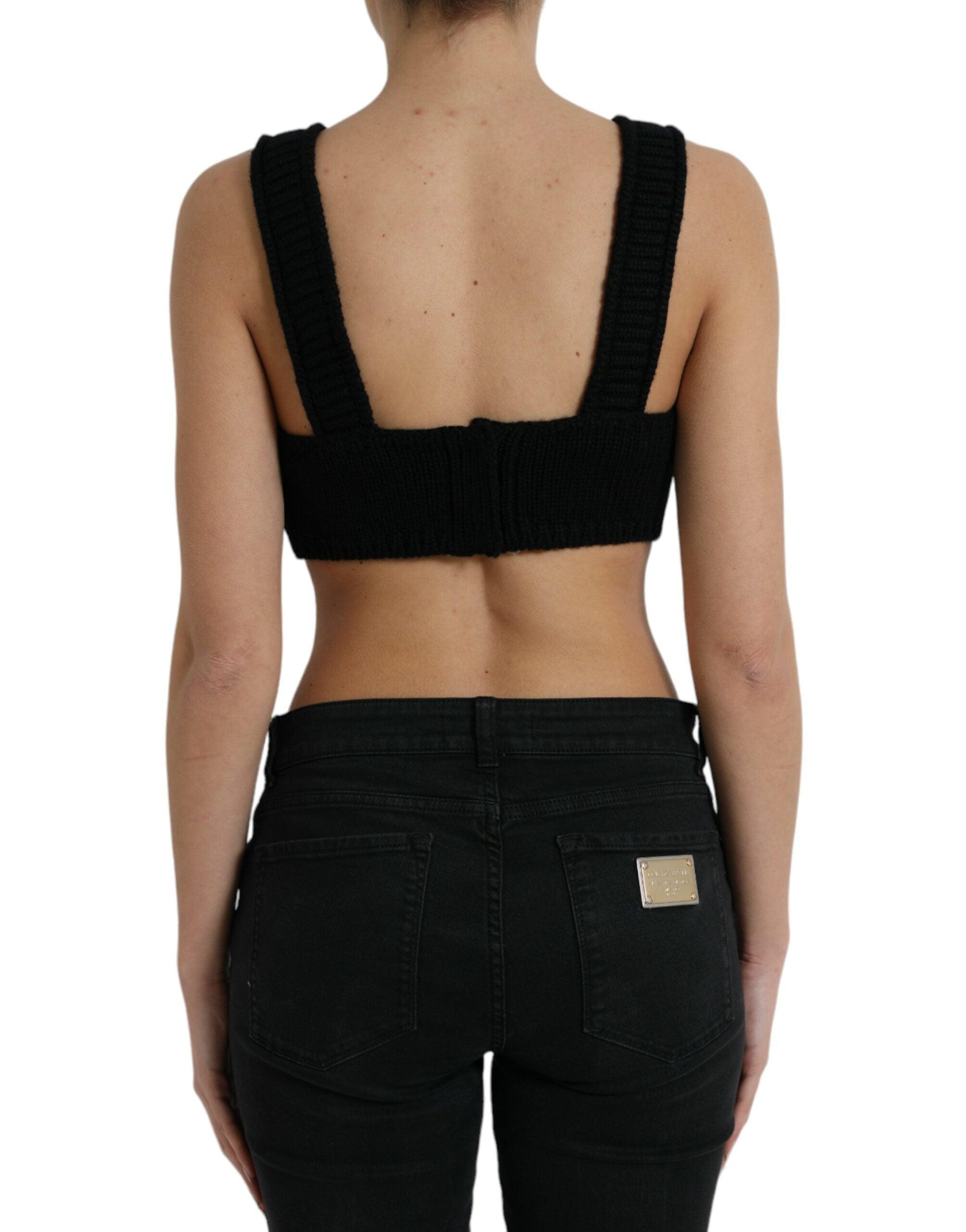 Dolce & Gabbana Elegant Black Cashmere Bustier Crop Top-Modeoutlet