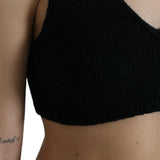 Dolce & Gabbana Elegant Black Cashmere Bustier Crop Top-Modeoutlet