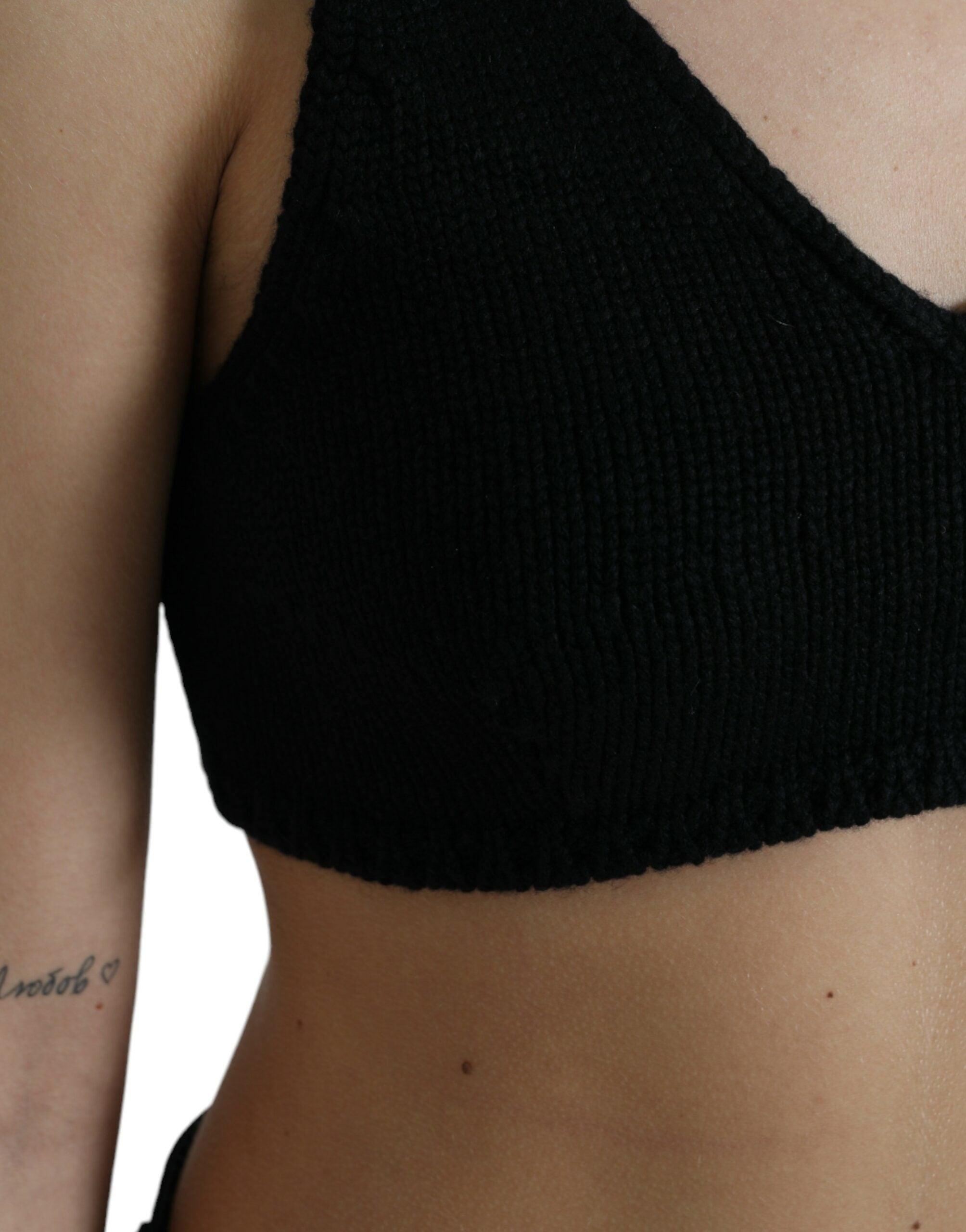 Dolce & Gabbana Elegant Black Cashmere Bustier Crop Top-Modeoutlet