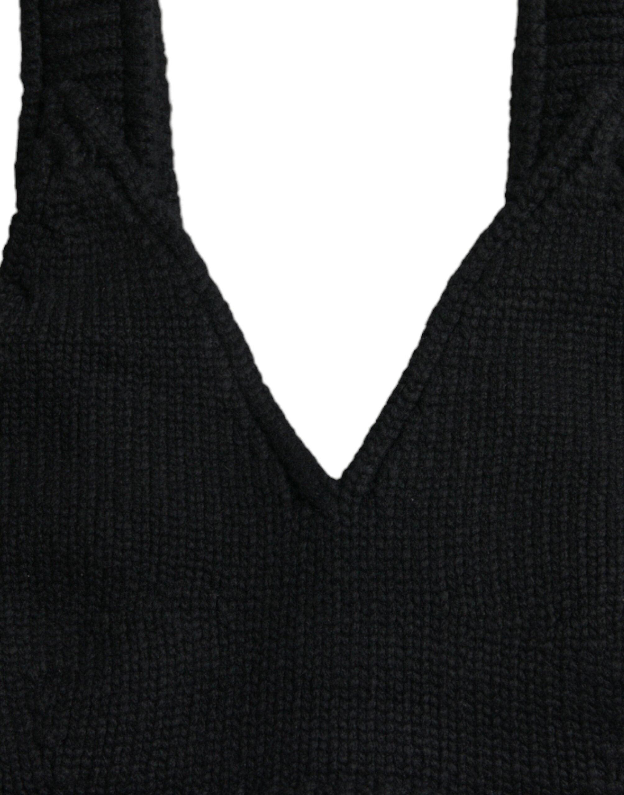 Dolce & Gabbana Elegant Black Cashmere Bustier Crop Top-Modeoutlet