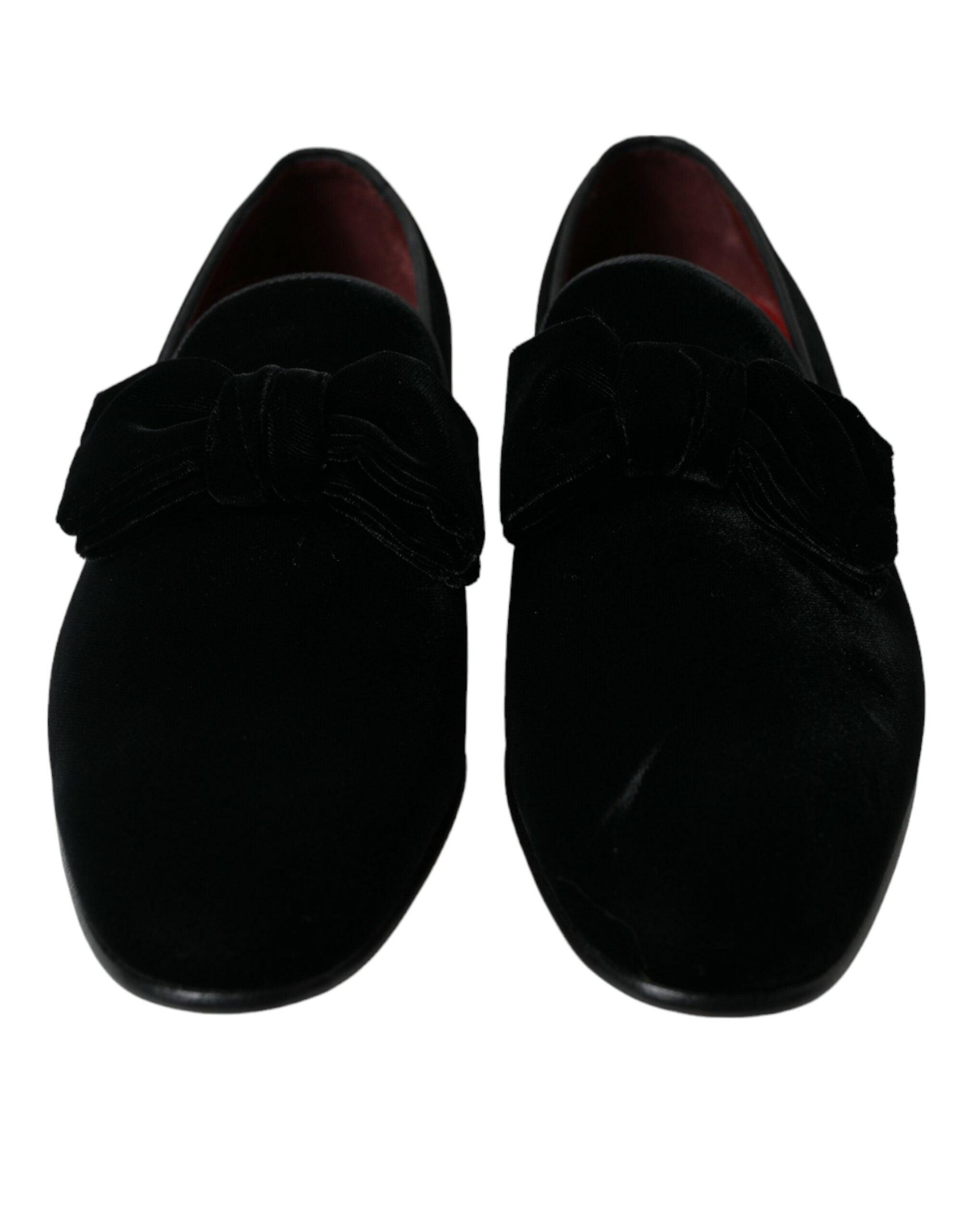 Dolce & Gabbana Elegant Black Velvet Loafers - Herre Luxury Footwear-Modeoutlet