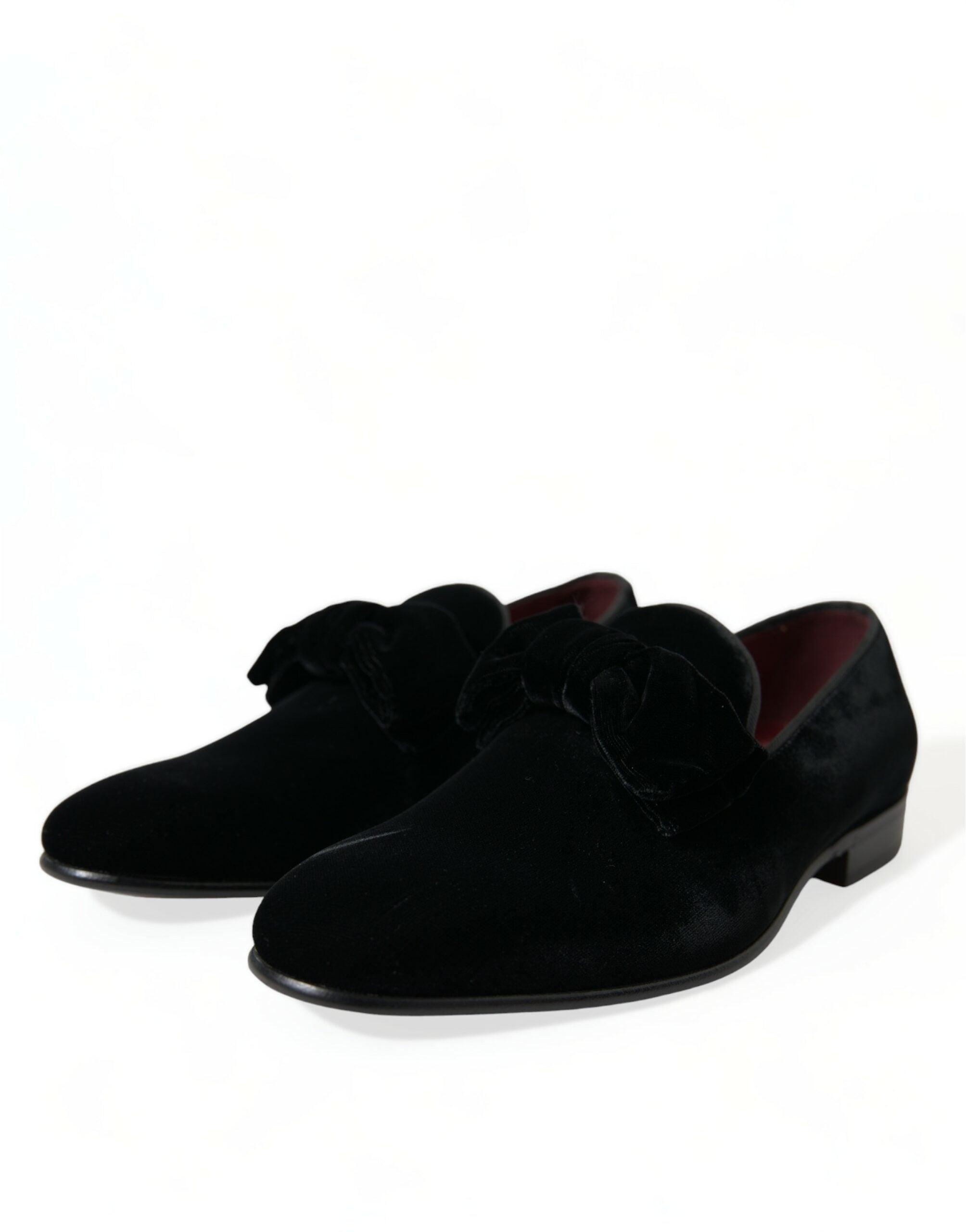 Dolce & Gabbana Elegant Black Velvet Loafers - Herre Luxury Footwear-Modeoutlet