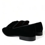 Dolce & Gabbana Elegant Black Velvet Loafers - Herre Luxury Footwear-Modeoutlet