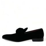 Dolce & Gabbana Elegant Black Velvet Loafers - Herre Luxury Footwear-Modeoutlet