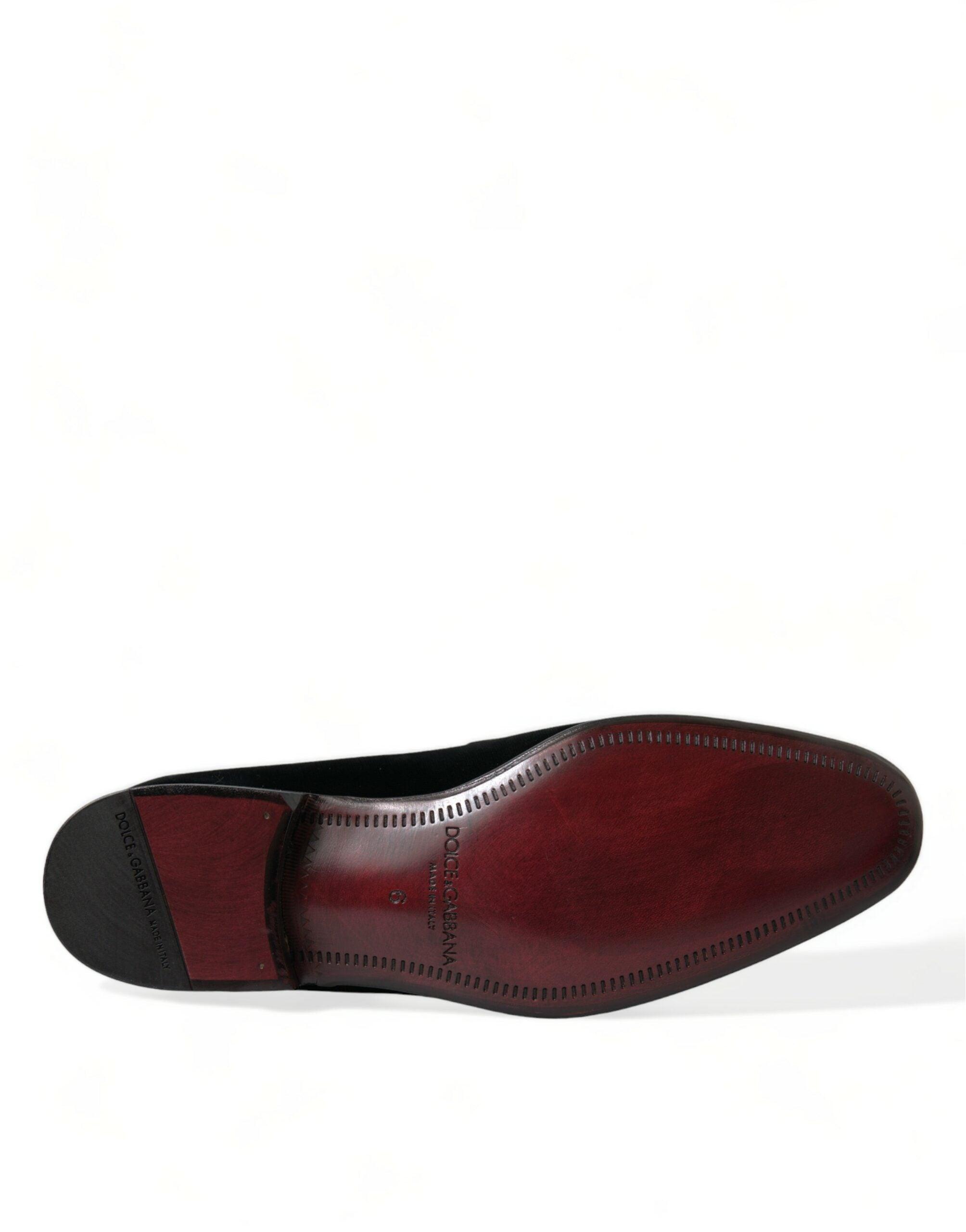 Dolce & Gabbana Elegant Black Velvet Loafers - Herre Luxury Footwear-Modeoutlet