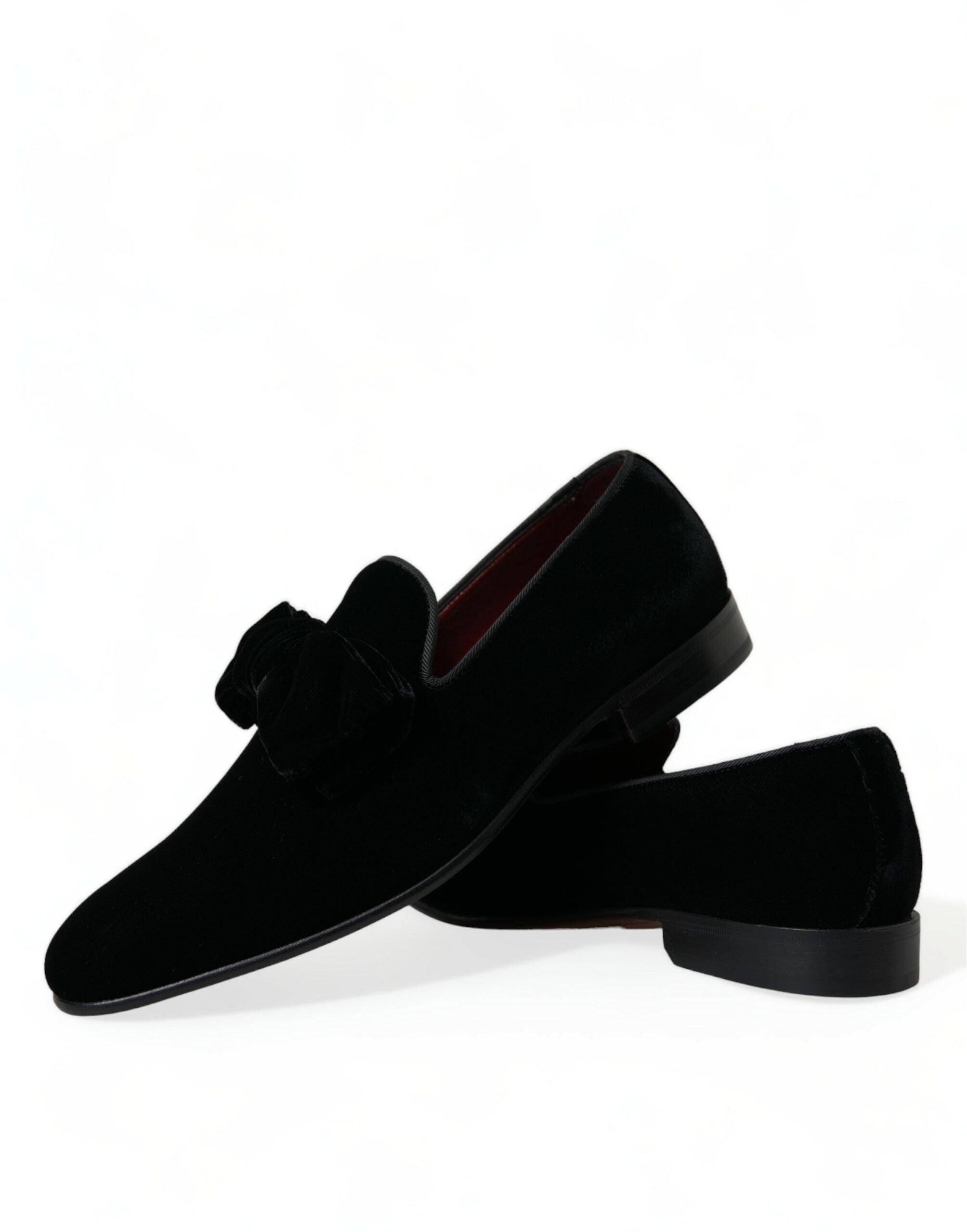 Dolce & Gabbana Elegant Black Velvet Loafers - Herre Luxury Footwear-Modeoutlet