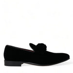 Dolce & Gabbana Elegant Black Velvet Loafers - Herre Luxury Footwear-Modeoutlet