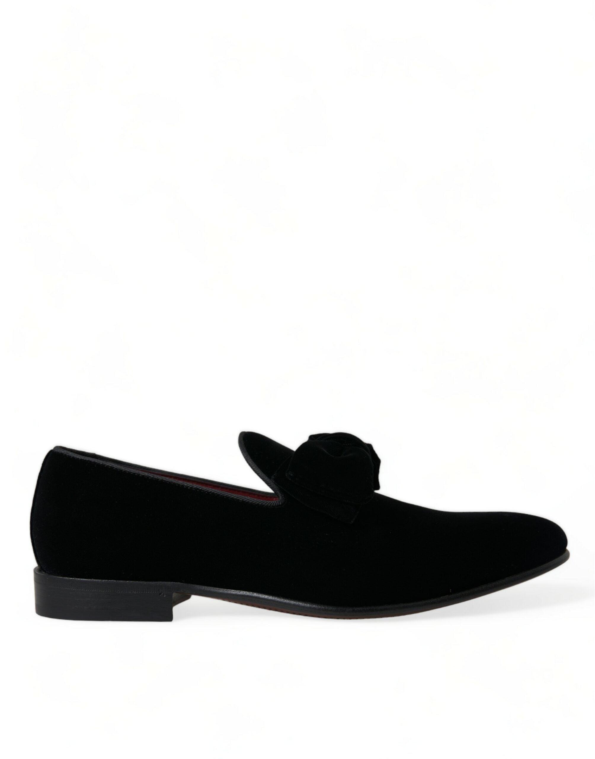 Dolce & Gabbana Elegant Black Velvet Loafers - Herre Luxury Footwear-Modeoutlet