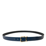 Dolce & Gabbana Elegant Blue Leather Belt with Metal Buckle-Modeoutlet