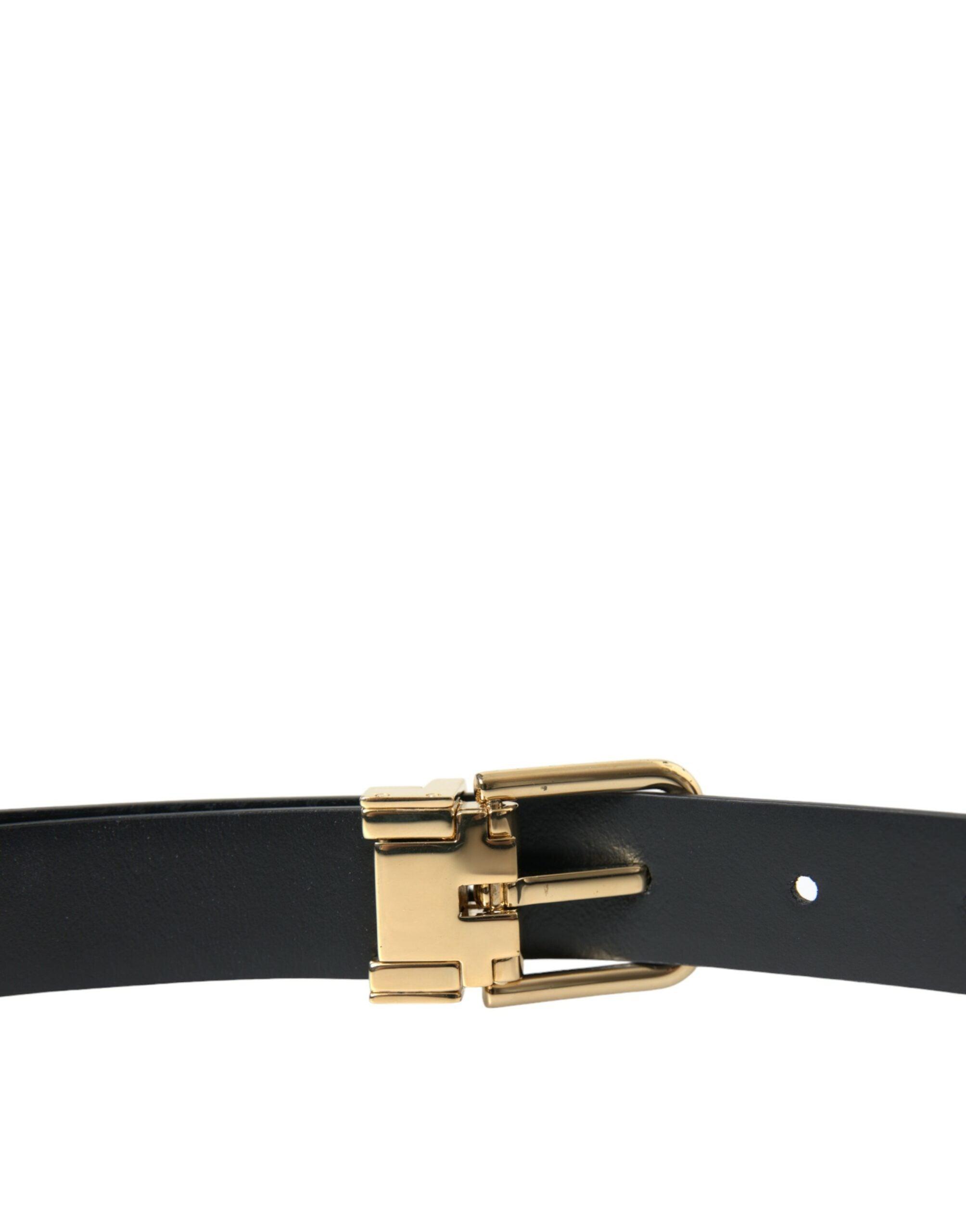 Dolce & Gabbana Elegant Blue Leather Belt with Metal Buckle-Modeoutlet