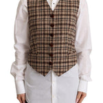 Dolce & Gabbana Elegant Checkered V-Neck Sleeveless Vest Top-Modeoutlet