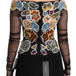 Dolce & Gabbana Elegant Floral Applique Long Sleeve Top-Modeoutlet