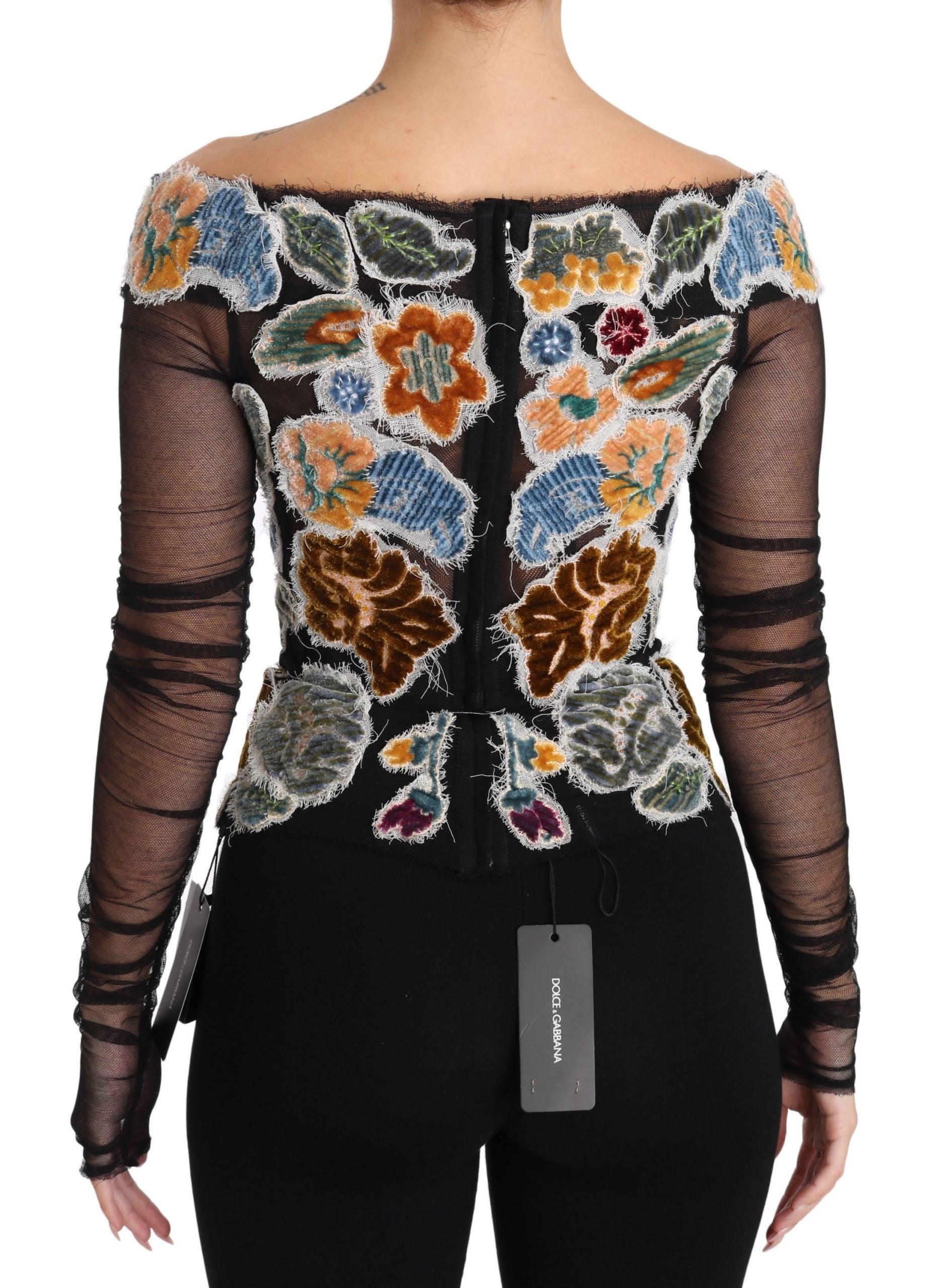 Dolce & Gabbana Elegant Floral Applique Long Sleeve Top-Modeoutlet