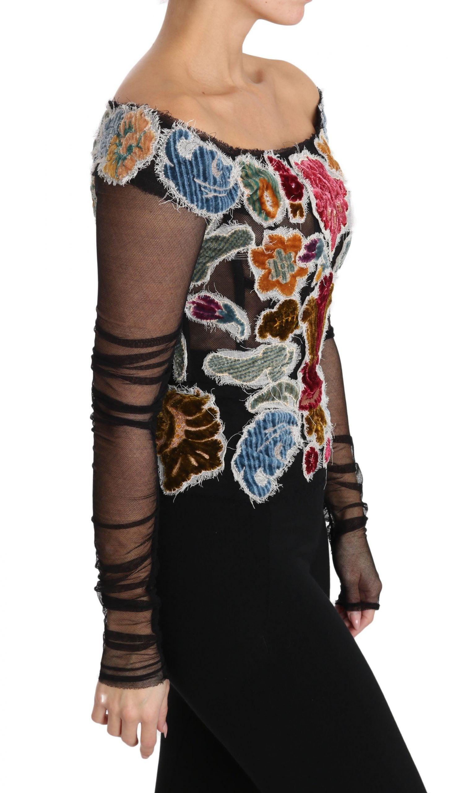 Dolce & Gabbana Elegant Floral Applique Long Sleeve Top-Modeoutlet