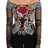 Dolce & Gabbana Elegant Floral Applique Long Sleeve Top-Modeoutlet