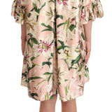 Dolce & Gabbana Elegant Floral Ruffled Silk Long Coat-Modeoutlet