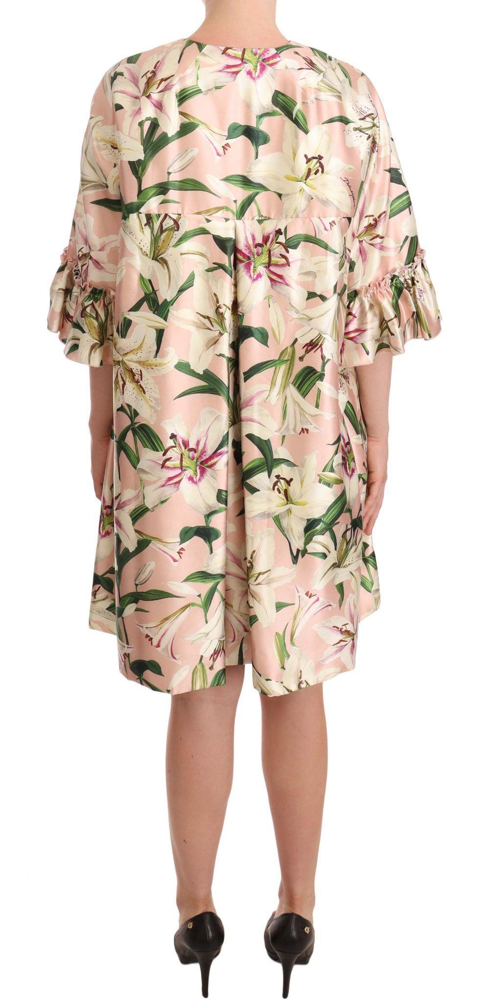 Dolce & Gabbana Elegant Floral Ruffled Silk Long Coat-Modeoutlet