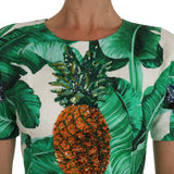 Dolce & Gabbana Elegant Green Banana Leaf Print A-Line Dress-Modeoutlet