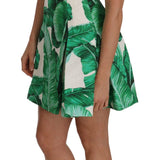 Dolce & Gabbana Elegant Green Banana Leaf Print A-Line Dress-Modeoutlet