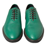 Dolce & Gabbana Elegant Green Leather Oxford Dress Sko-Modeoutlet