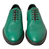 Dolce & Gabbana Elegant Green Leather Oxford Dress Sko-Modeoutlet