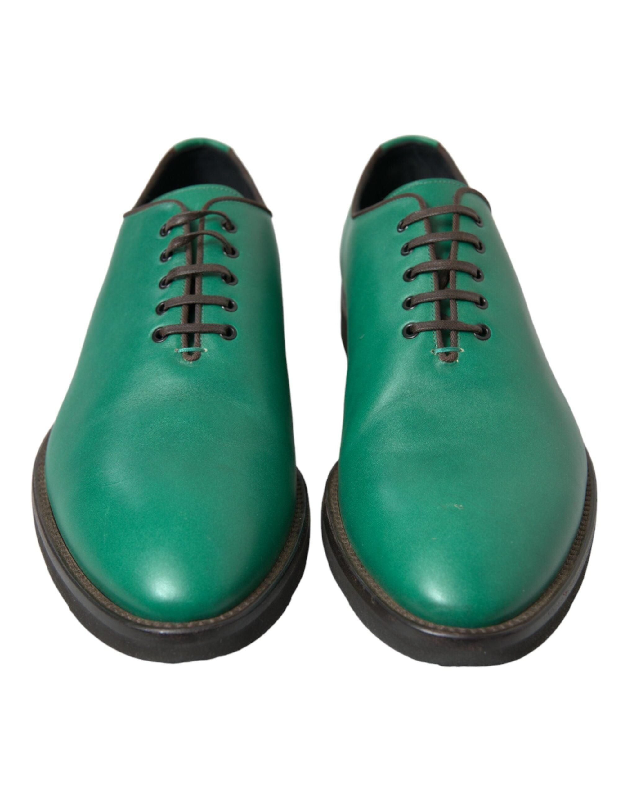 Dolce & Gabbana Elegant Green Leather Oxford Dress Sko-Modeoutlet