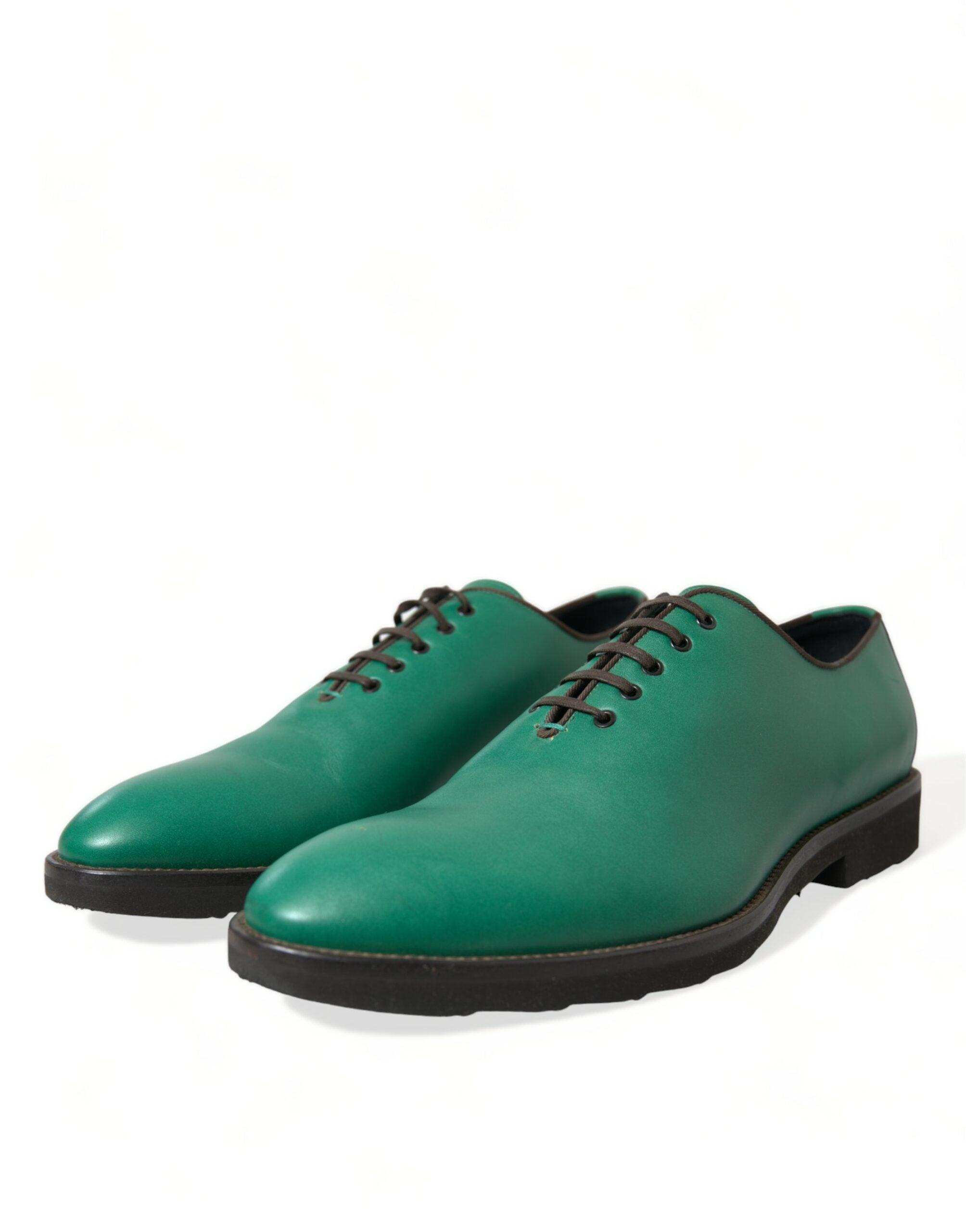 Dolce & Gabbana Elegant Green Leather Oxford Dress Sko-Modeoutlet