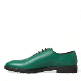 Dolce & Gabbana Elegant Green Leather Oxford Dress Sko-Modeoutlet