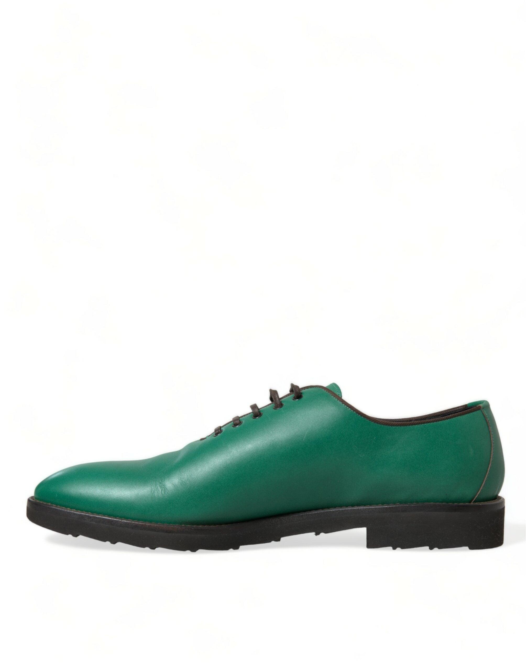 Dolce & Gabbana Elegant Green Leather Oxford Dress Sko-Modeoutlet